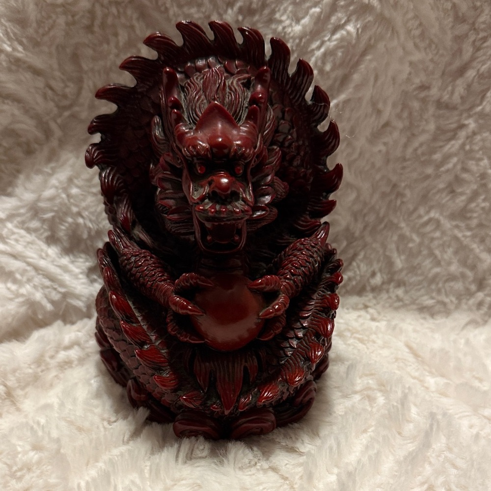 Majestic Crimson Dragon Sculpture